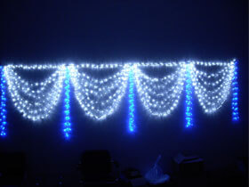 blue and white led curtain light